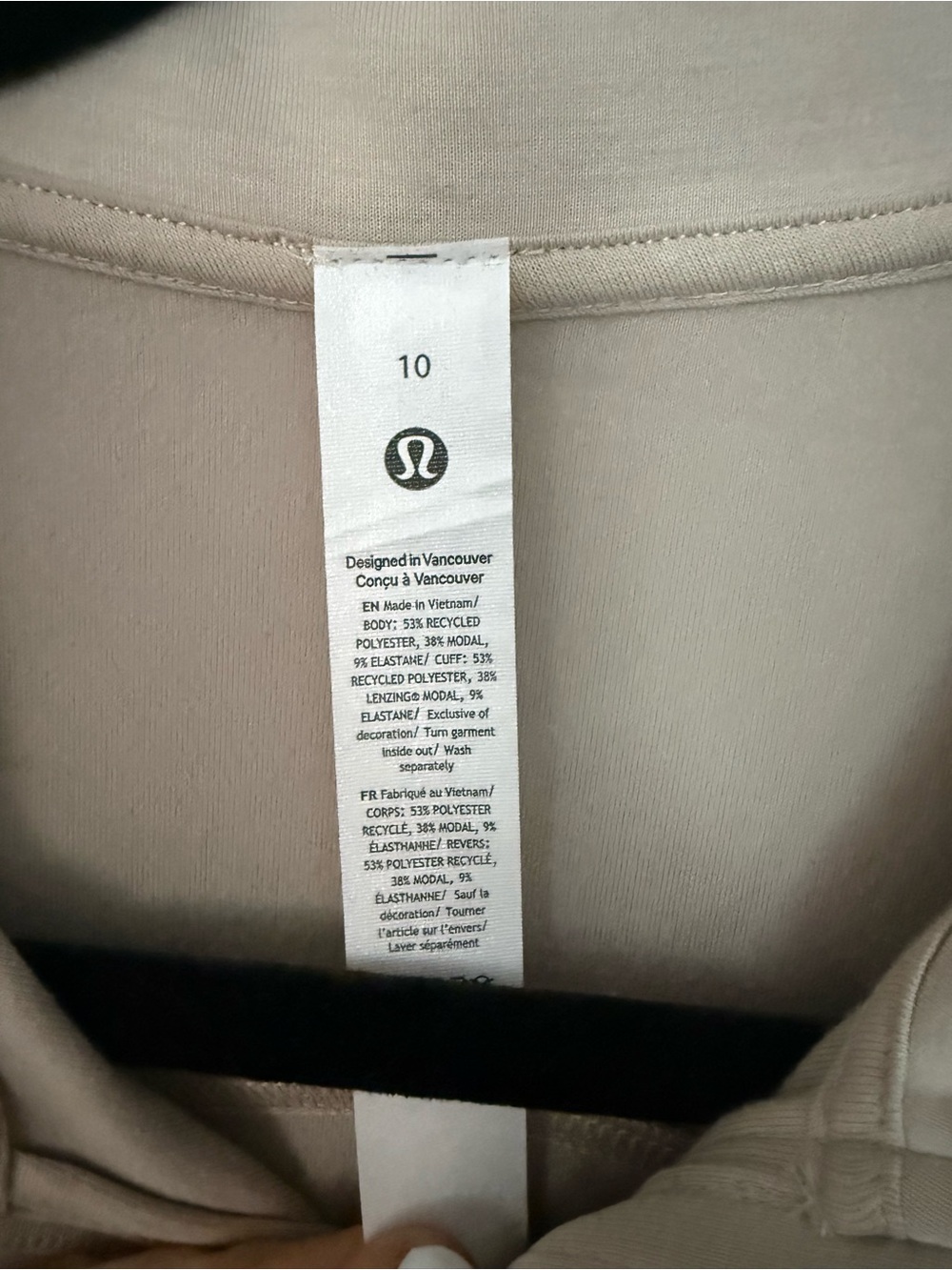 NWT Women's LULULEMON Brushed Softstreme Half Zip pullover - Taupe size 10 - Picture 3 of 3